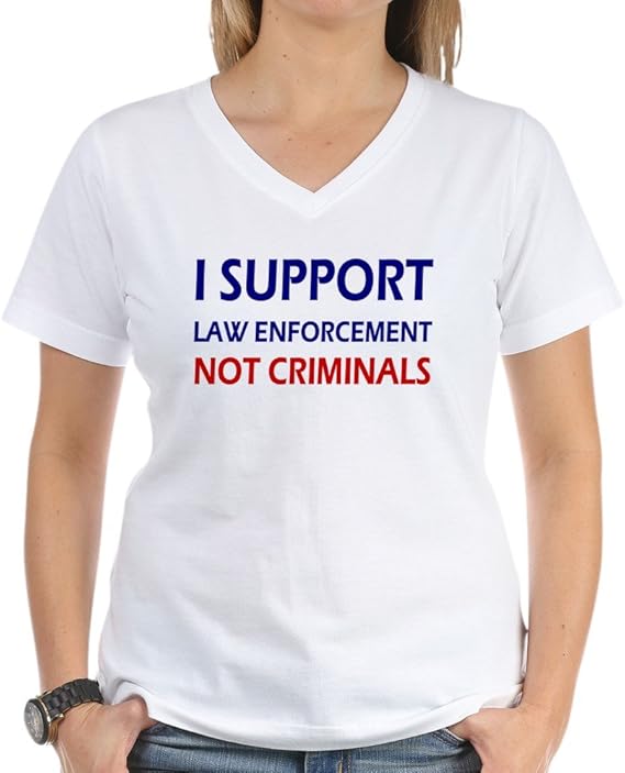 CafePress I Support Law Enforcement N VNeck TShirt Clothing
