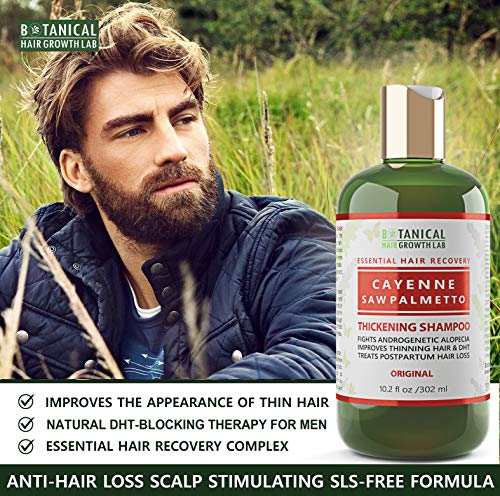 Botanical Hair Growth Lab Cayenne - Saw Palmetto Hair Loss Shampoo DHT Blocker For Hair Thinning Prevention Alopecia Postpartum 10.2 Fl Oz