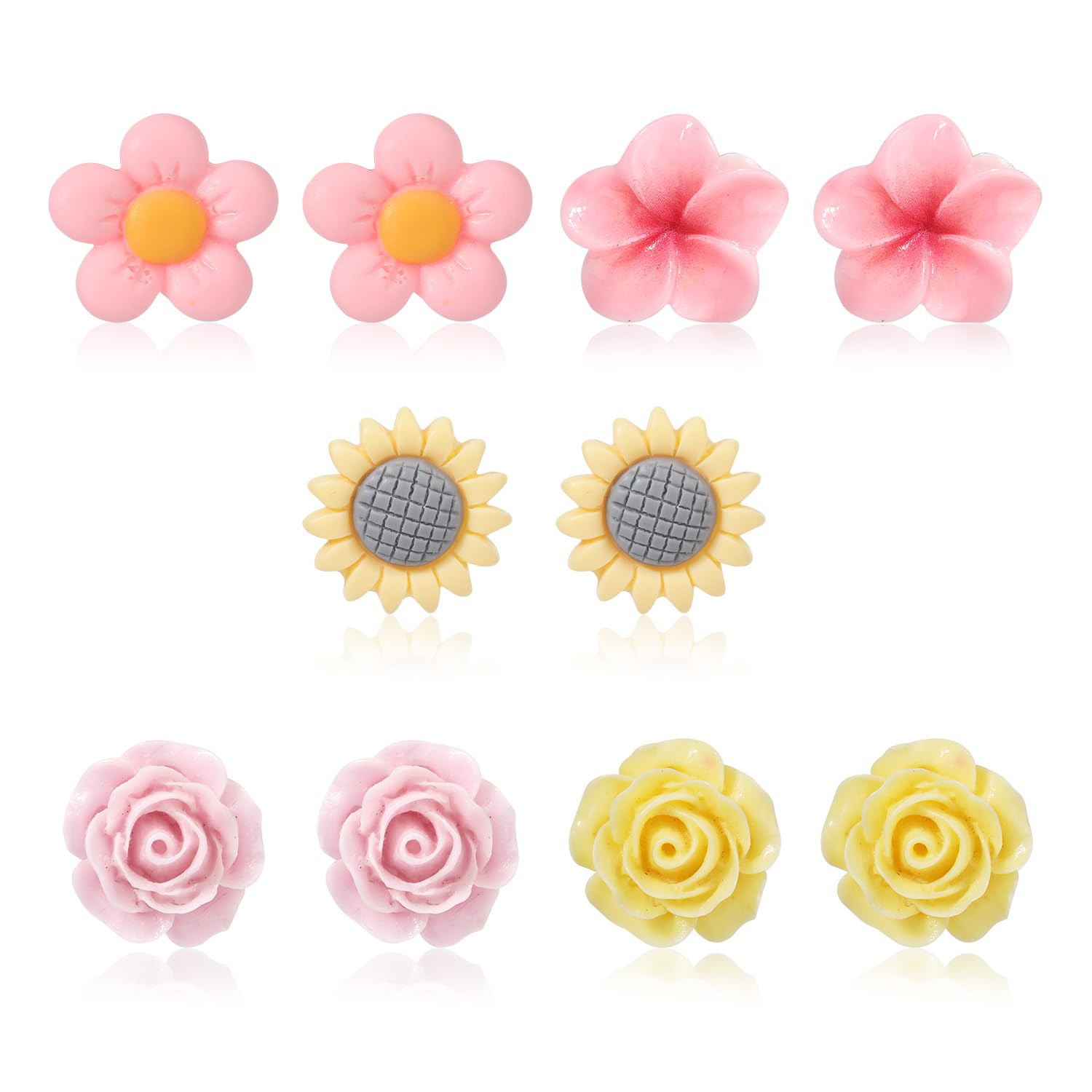 Photo 1 of 5 Pairs Kids Clip On Earrings for Girls, Flower Clip On Earrings 5 Styles Non Pierced Earrings with Ear Clip Pads Colorful Clip On Earring Sets for Girls Teen Princess Jewelry Accessories