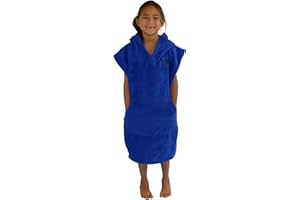 COR Childrens Poncho Towel Robe Light and Dark Blue for Ages 3-8 (Dark Blue)