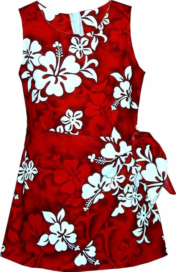 red hawaiian dress with white leaves