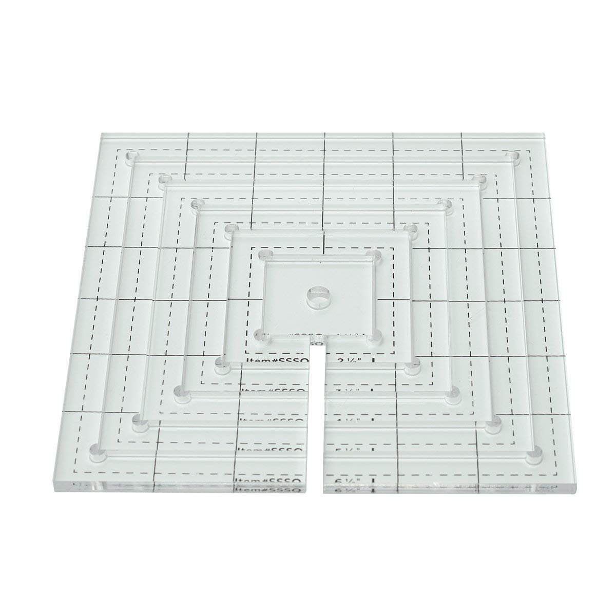 HONEYSEW 6size Acrylic Patchwork Quilting Template Ruler Square Longarm Templates Ruler for Ruler Foot Or Stitching in The Ditch Foot (Thickness-3MM)