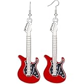Guitar Music Earrings Bass Electric Guitar Dangle Drop Earrings for Women Chic Rock Music Lovers Teacher Singer Personalized Concert Party Rock and Roll Accessories