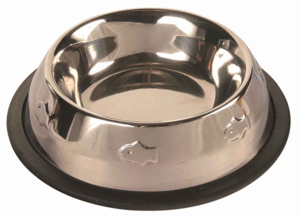 Trixie Stainless Steel Bowl with Plastic Coating, 17 cm Dia (Colours May Vary)
