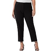 Rafaella Womens 28" Plus Size Stretch Ankle Pants with Slimming Waist Panel, Soft Gabardine Fabric, Straight Leg Classic Fit