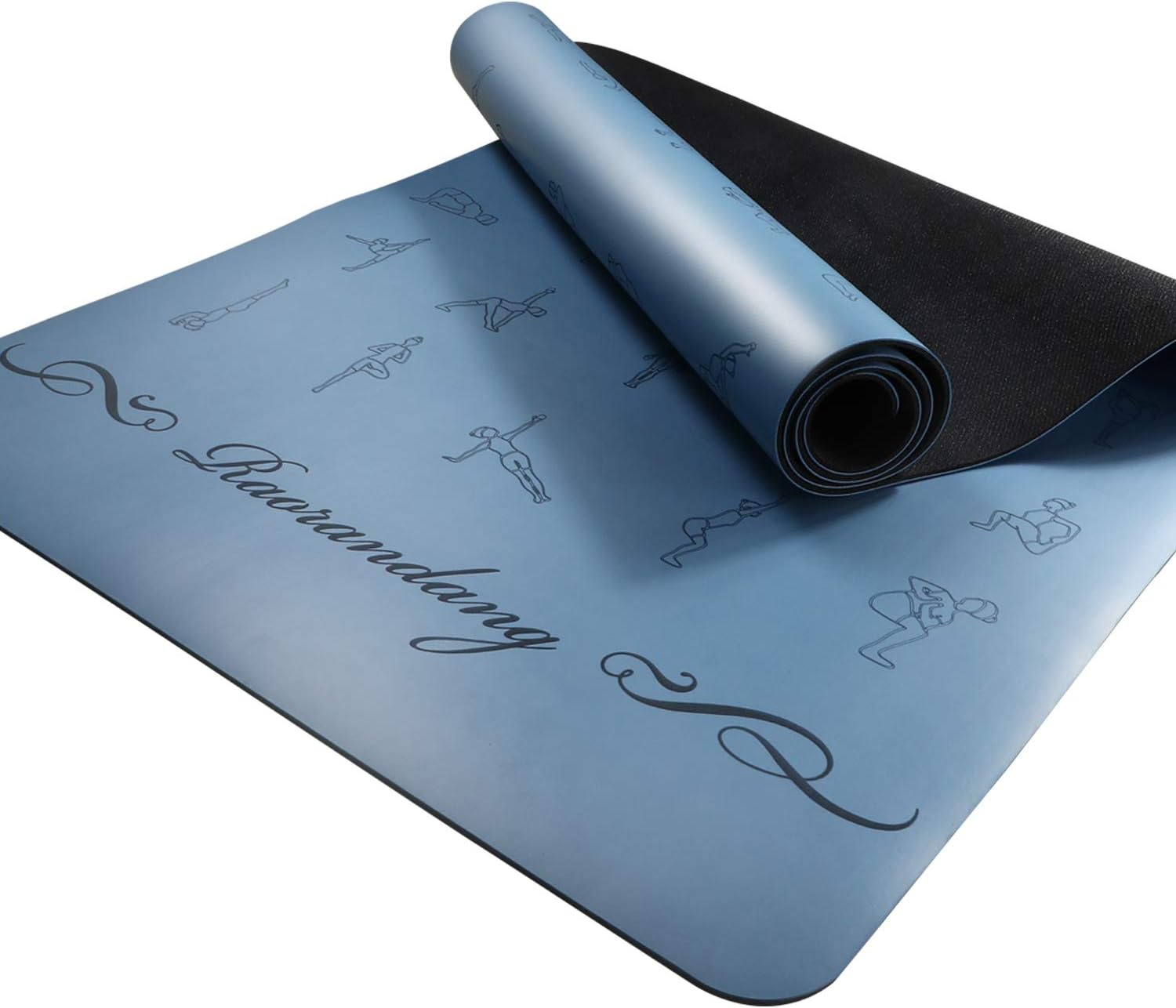 RaoRanDang Non Slip Yoga mat with Instructions Poses Eco Friendly Rubber for Hot Yoga and Bikram, Free Carry Bag 72