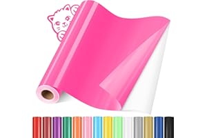 YAFLC Neon Pink Permanent Vinyl, Permanent Vinyl for All Cutting Machine, 12"x12ft Self Adhesive Vinyl Roll Stickers for Car Decal, Decorations, DIY Mugs