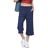 Lock and Love Womens Capri Pants Loose Yoga Pants Wide Leg Drawstring Comfy Lounge Pajama Capris Sweatpants with Pockets