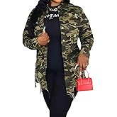 Camo Jacket for Women Long Sleeve Button Down Army Fatigue Camouflage Denim Outwear Coat with Pockets
