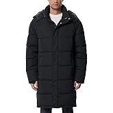 UIQUR Men's Lightweight Long Winter Puffer Coat Water-Resistant Insulated Quilted Jacket Warm Parka for Cold Weather Black M