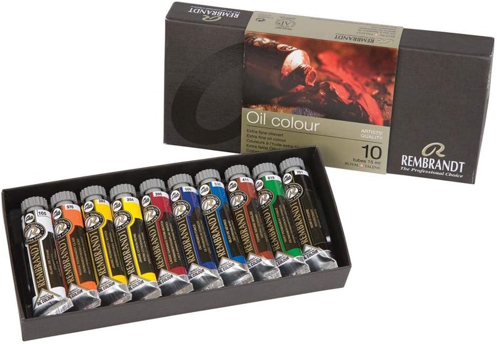 Rembrandt Professional Oil Paint Set including 10 Colours (15 ml tubes), Multicolour