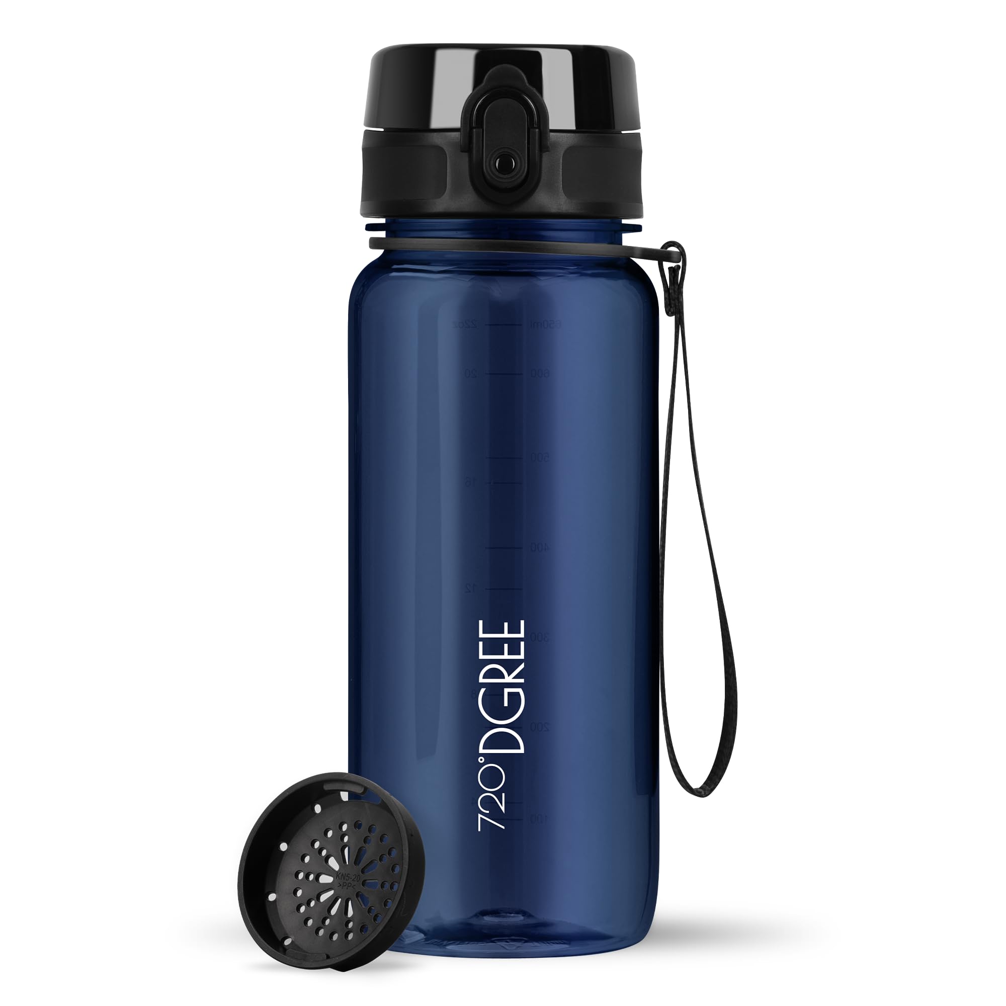 720°DGREE Water Bottle 650ml “uberBottle“ softTouch +Sieve - BPA-Free Tritan, Leakproof, Reusable Drinking Bottle - Sports Bottle for School, Fitness, Gym, Cycling, Travel, Office, Outdoor, Hiking