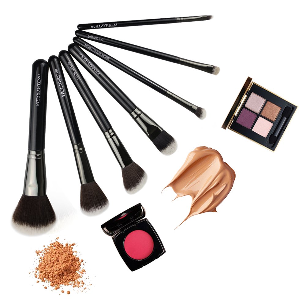 7pcs Makeup Brush Set, Premium Cosmetic Starter Brushes Kit Great for Daily Makeup Needs, Including Foundation Blush Face Powder Blending Eye shadow Eyebrow