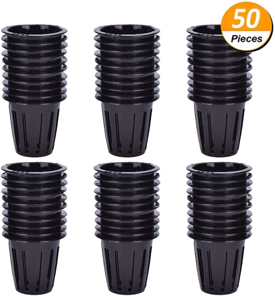 Yesoa 50 Pack Garden Plant Nursery Pots Hydroponics Mesh Net Pots Plastic Net Cups Pots Plastic Slotted Mesh Net Plant Cups Pots, 4.3x3.5cm / 1.7x1.4inch