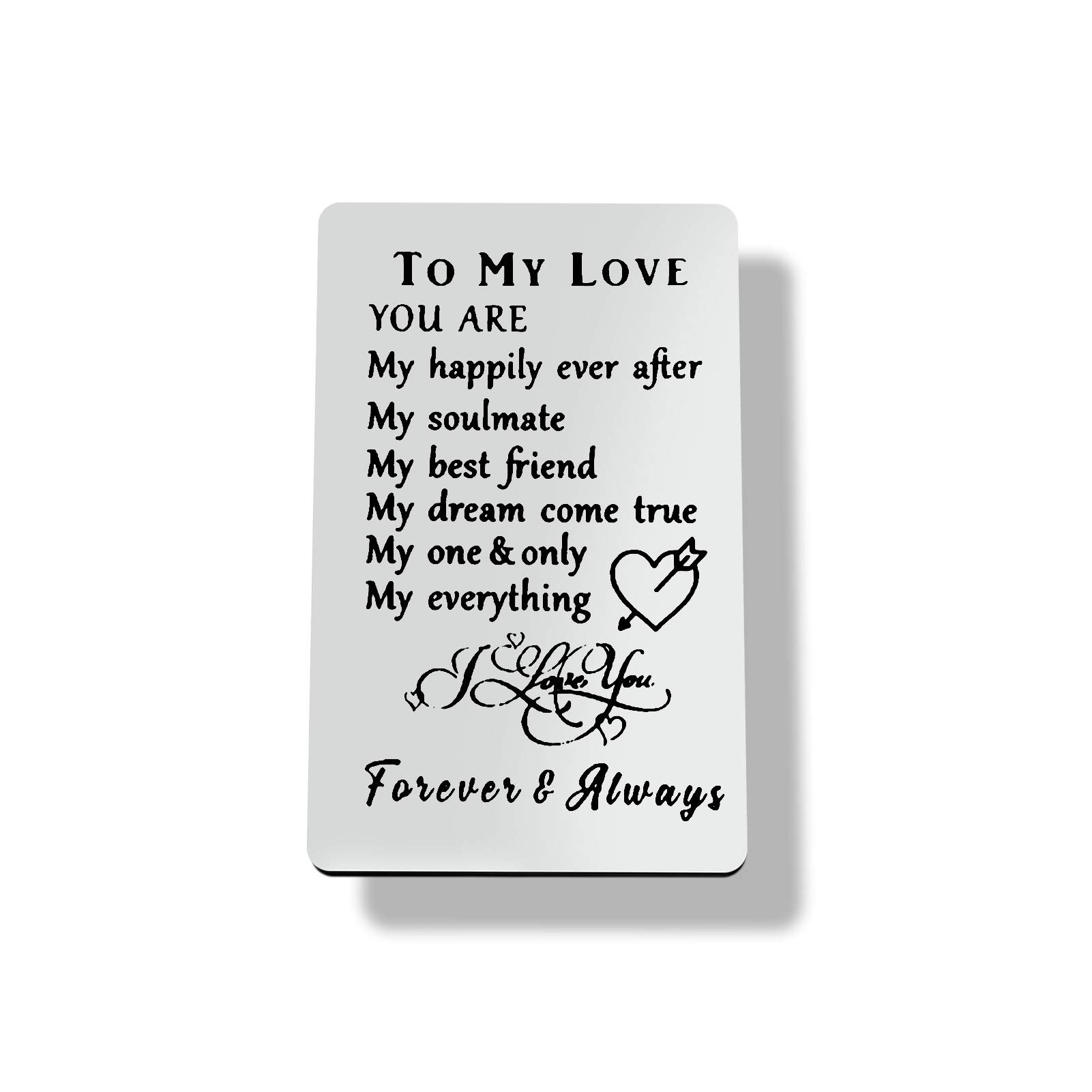 Engraved Wallet Card Inserts To My Love - Mini Love Note Inserts for Men, Husband, Boyfriend, Soulmate, Wedding, Anniversary, Valentine, Christmas, Birthday Gift for Him, Her, Lover, Wife, Girlfriend