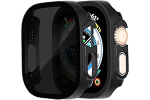 Gaostone 2 Pack for Apple Watch Ultra 2/Ultra 49mm Privacy Screen Protector Case, Hard PC, Scratchproof, Anti-Peeping 9H Tempered Glass Protective Cover, Black