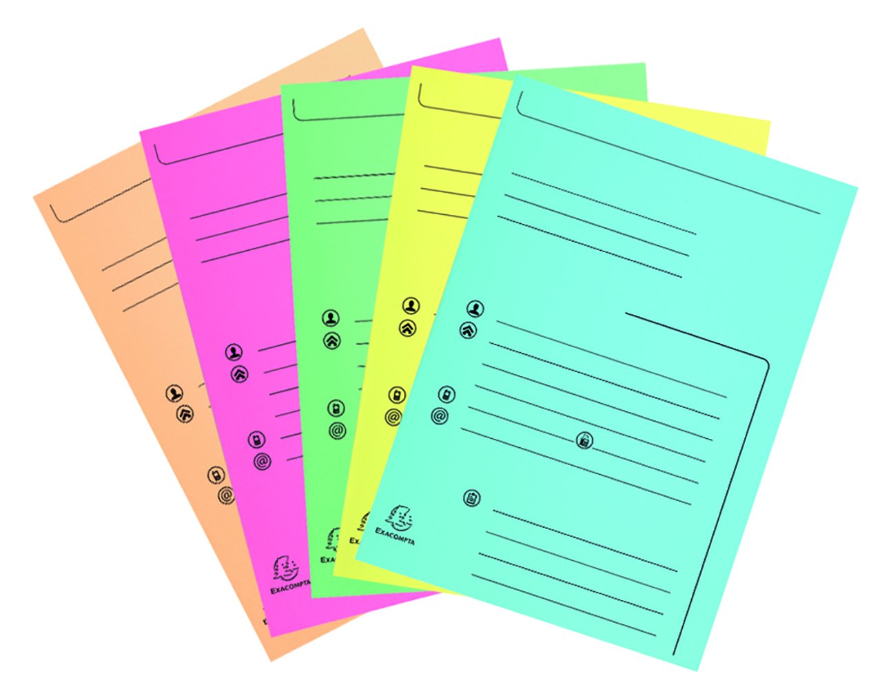 Exacompta - Ref 334000E - Super 210 Printed 2-Flap Folders - 240 x 320mm in Size, Suitable for Holding A4 Documents, 210gsm Card, Pre-Printed - Assorted Colours (Pack of 25)