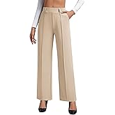 OULESlS Dress Pants for Women Work Pants Wide Leg Pull On Stretchy Business Casual Trousers High Waisted Slacks with Pockets