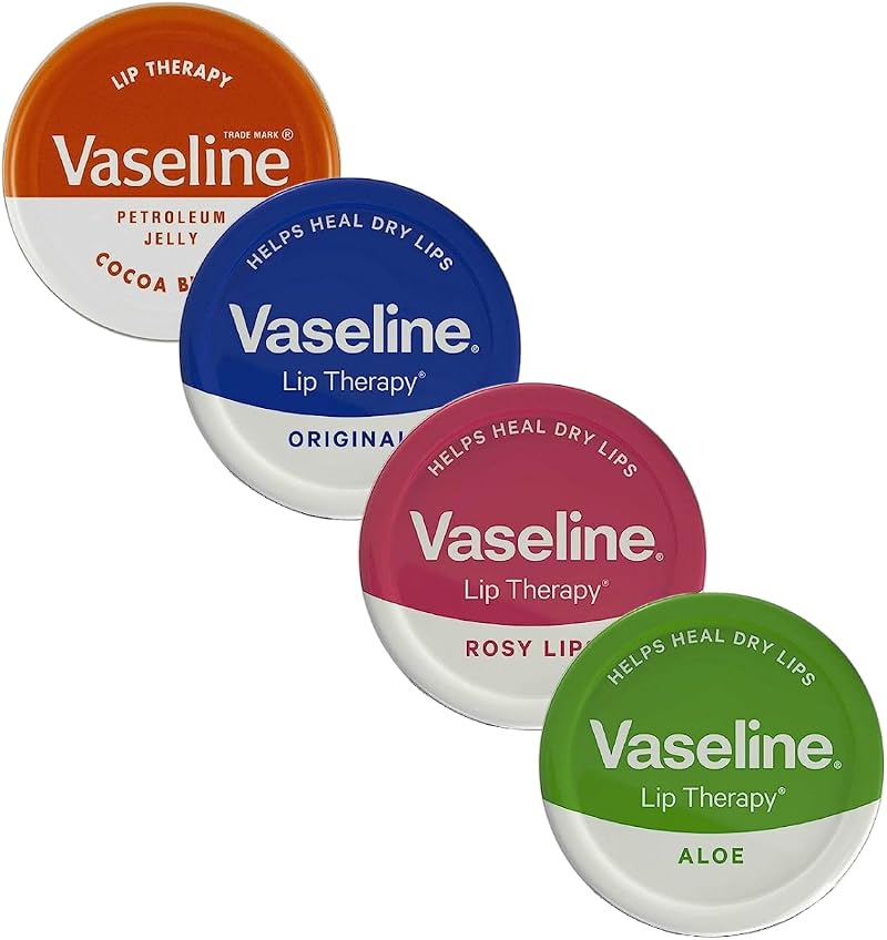 Vaseline Lip Balm Set 4x 20g Original Rosy Aloe Coconut Cocoa Butter