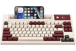 EPOMAKER DynaTab75 Wireless Gaming Keyboard with Slot for iPad Tablet, Hot-swap Gasket Mechanical Keyboard, 2.4G/USB-C/BT5.0 Creamy Keyboard, RGB, Fast Charge (Retro Red, Flamingo Switch)