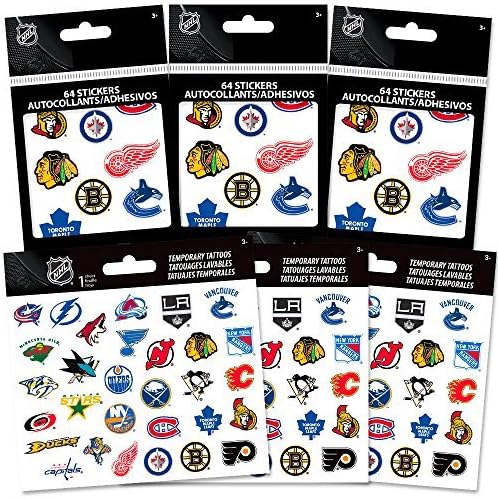 NHL Stickers and Tattoos Party Favor Pack -- 192 Stickers and 90 Temporary Tattoos (National Hockey League Party Supplies)