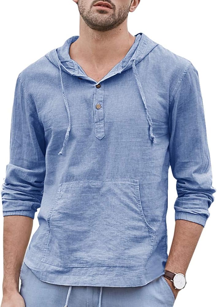 men's hooded henley shirt