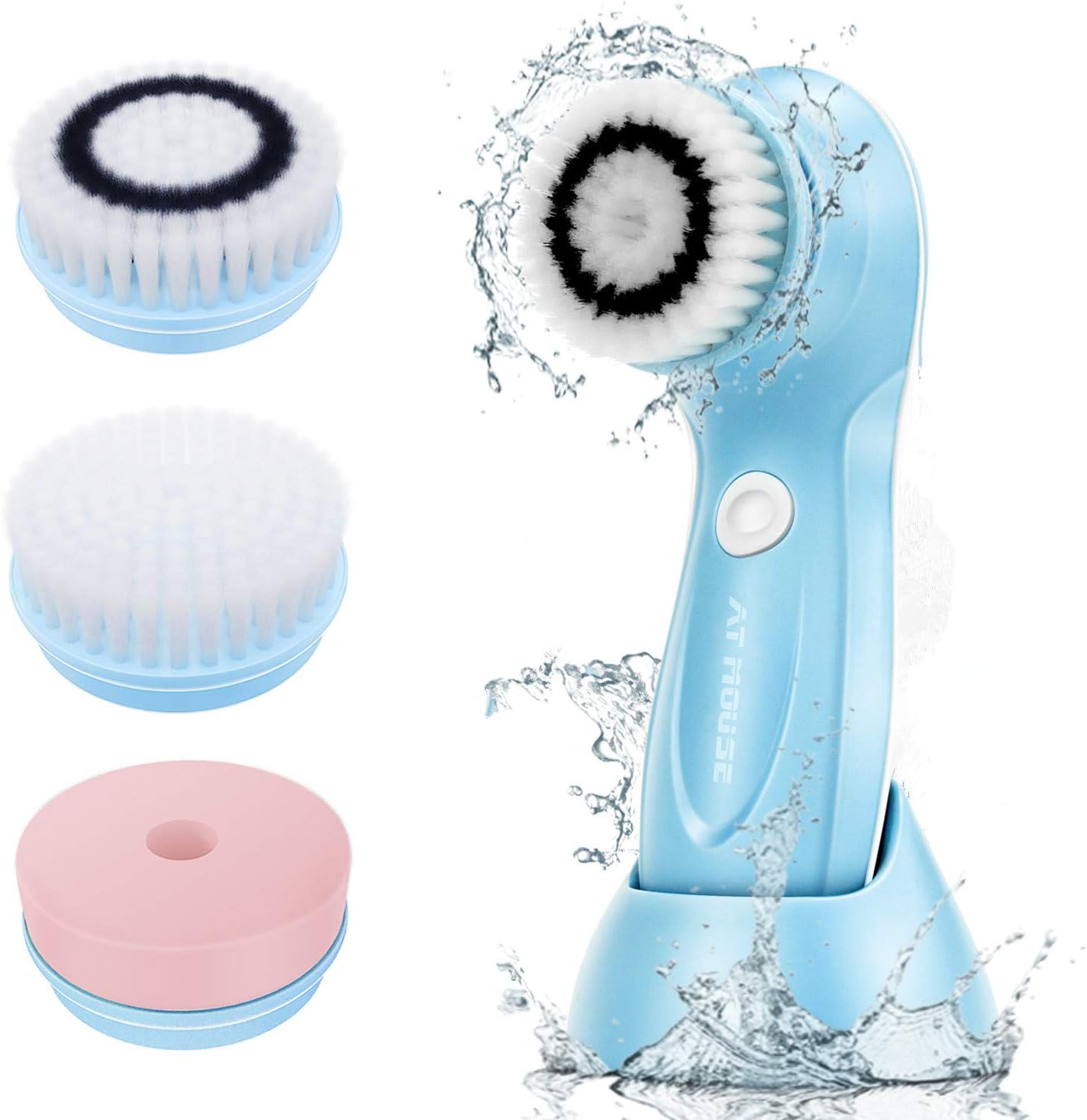 Rechargeable Facial Cleansing Brush, 3 in 1 Face Cleansing Brush Electric, IPX7 Waterproof Face Cleanser Brush, Spin Facial Exfoliating Brushes, Deep Cleansing, Removing Blackhead and Massage