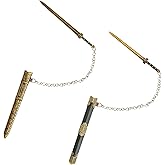 Diniwaya Vintage Metal Sword Bookmark with Scabbard and Link or Chain – 2 Pcs, for Reading Men, Book Reading Accessories, Gift for Teacher, Student, Office, School, Library, Bookstore (Yellow & Black)