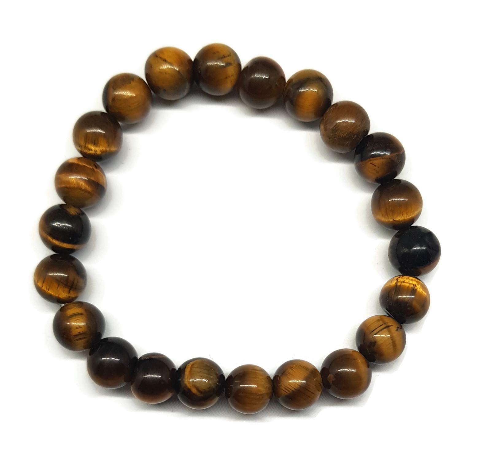 MYSTIC JEWELS By Dalia – Elastic Tiger Eye Bracelet 8 mm Natural for Energy, Evil Eye (Elastic)