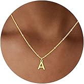 Fezodo Initial Necklaces for Women Girls, Dainty 18K Gold Plated Letter Initial Necklace Teen Girl Gifts Trendy Stuff Non Tarnish Name Necklace Personalized Gifts for Women Girls Gold Jewelry