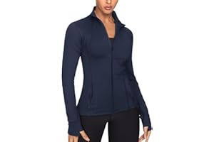 GYM RAINBOW Women's Lightweight Running Jackets Cottony-Soft 4-Way Stretch Zip up Slim Fit Workout Yoga Athletic Jacket