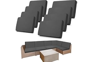Newwiee 8 Pcs Stretch Patio Outdoor Cushion Covers Replacement for 4 Backrests and 4 Patio Cushions Covers, Waterproof Couch Sofa Chair Seat Slipcover Furniture Protector(Dark Gray)