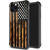 DJSOK Case for iPhone 11,Luxury Pattern Design Shockproof Rugged Cover,Cases for Man Woman-Classic Wood Grain Old Flag