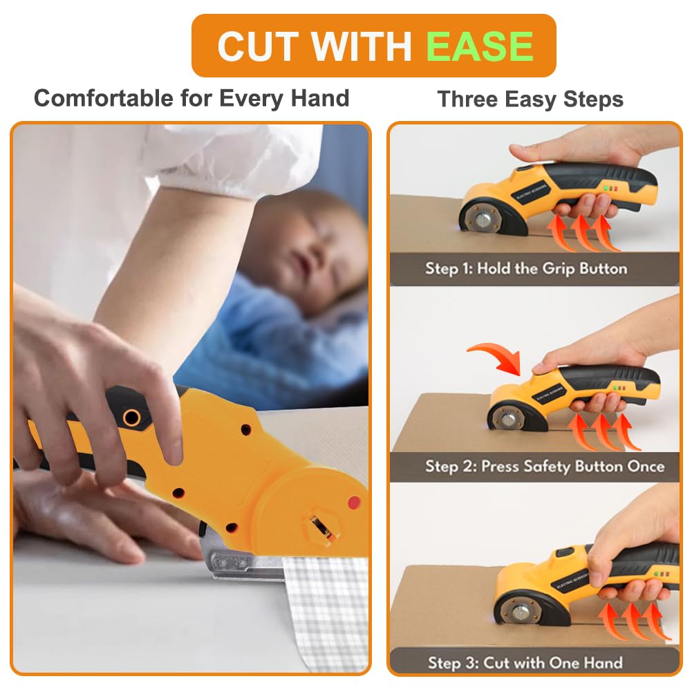 High Speed Cardboard Cutter, Electric Box Cutter For Cardboard Fabric Carpet, Automatic Cordless Electric Scissors With Safety Lock - Rechargeable Battery, Heavy Duty Power, Rotary Cutting