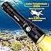 Diving Light, Waterproof Scuba Dive LED Flashlight 18650 with Cree XPL 3000K Warm White 5 Modes 1000 Lumens Underwater 150m/164yd with Battery