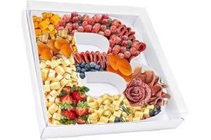 KAFUCIZE 12.5inch Fillable Paper Mache Number Letter Cardboard Cutouts Charcuterie Board Food Sweet Cupcake Tray Party Decorative Box (Letter B, White)