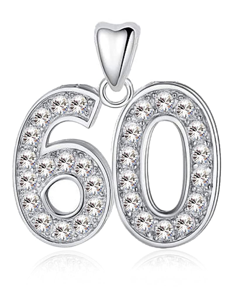 60 Charm Bead 925 Sterling Silver for Pandora Moments Women's Charms Bracelet & Necklace - 60th Happy Birthday Her Girls Women - Gift Box