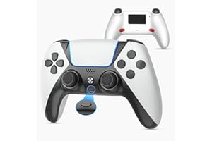 BELOPERA Wireless Controller for PS4 Controller, Controller fits Playstation 4 Controller with Turbo/Back Paddle/Upgraded Joystick, Supports PC/Steam/iOS/MAC, White