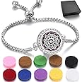 JEAN SMILE Essential Oil Diffuser Bracelet Aromatherapy Locket Scent Bracelet Adjustable Bracelet Styles Set with 10 Refill Pads，Pads Send a Beautiful Gift Box