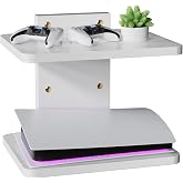 WALI 2 Tier Floating TV Wall Shelf for Projector, DVD Player | Projector Shelf for Routers, Game Consoles, Cable Boxes, Wall Mount Shelves Hold Up to 22lbs, (CS202NW), 2-Shelf, White