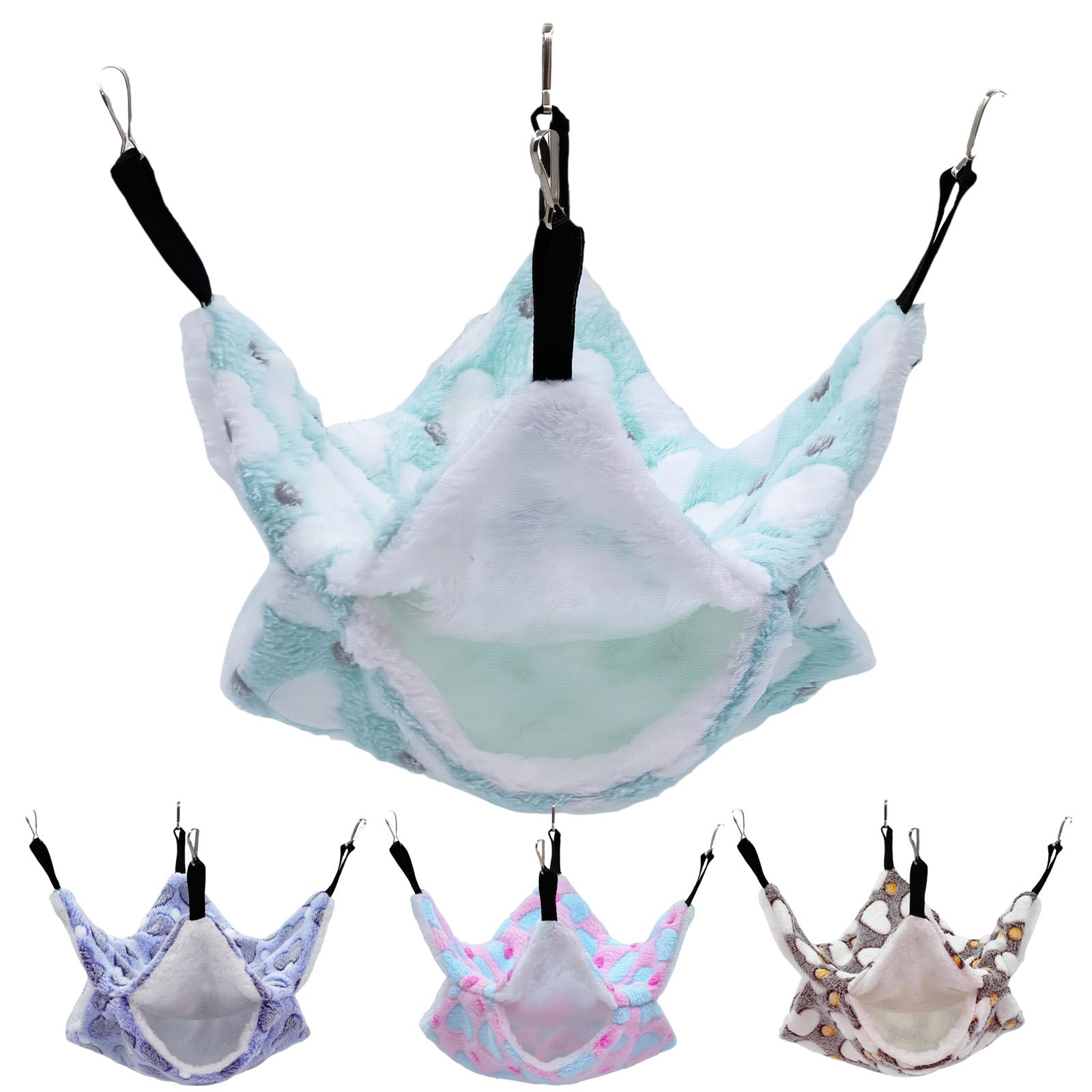 LXTaoler Small Pet Cage Hammock, Bunkbed Sugar Glider Hammock, Guinea Pig Cage Accessories Bedding Warm Hammock For Chinchilla, Hamaster Squirrels, Other Small Animals, 34 x 34 cm (L x W) (Green)