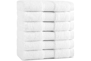 Aston & Arden Egyptian Wash Cloths - Pack of 6 - Oversized Ultra Soft Thick & Absorbent, 100% Ringspun Egyptian Cotton Bathroom Towel for Spa, Hotel, 600 GSM, 13 x 13 in, White