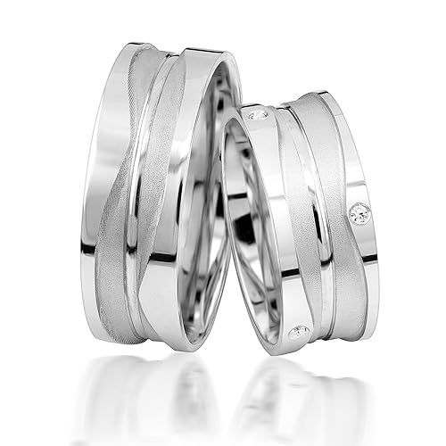 JC Eheringe Verlobungsringe Trauringe Freundschaftsringe Silber 925 Sterling *inkl. GRATIS Etui und Steine* S012-S