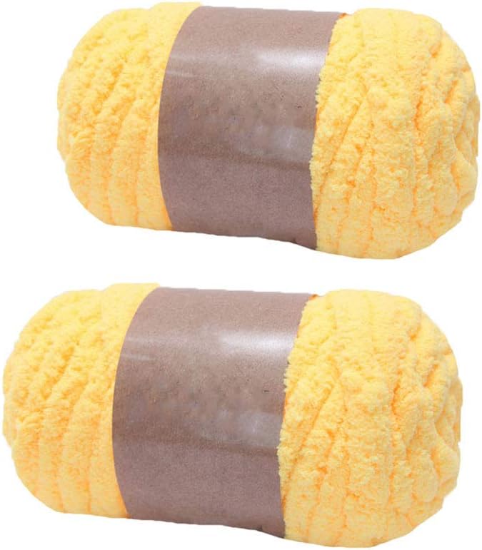 2Pack Chunky Knit Yellow Chenille Yarn Bulky DIY Yarn