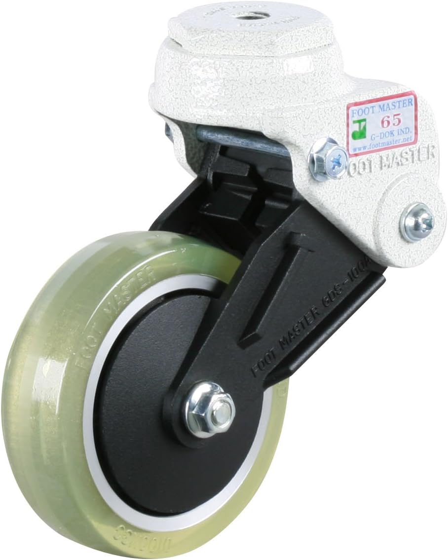 FOOTMASTER GDS-100-ARS-LUD 4" Diameter High Quality Polyurethane Shock Absorbing Stem Caster, Rigid, Two Precision Bearing, 6-1/4" Mounting Height, Stem Mounted M12 x 1.75P, 220 lb Capacity Range