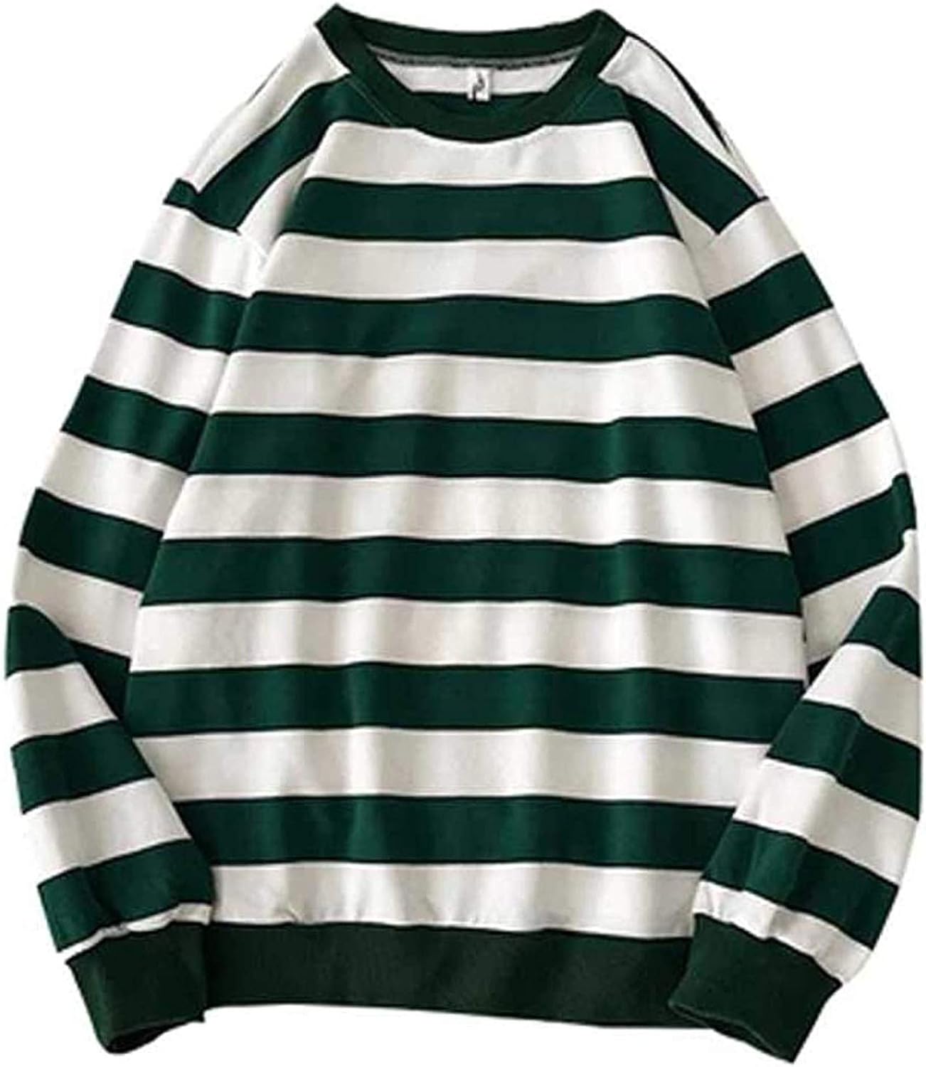 Color Striped Crewneck Sweatshirt for Men College Style Long Sleeve Vintage Pullover Sweater Top 