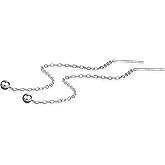 S.Leaf Threader Earrings for Women 925 Sterling Silver Gold Plated Hypoallergenic Backless Ardant Chain Duster Tassel Drop Double Piercing Pull Through Earrings for Women Trendy