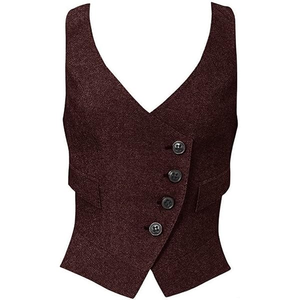 Women's Suit Vest Herringbone Tweed Work Wear Slim Fit