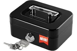 CRINWAKI Cash Box with Lock Small Cute Lock Box with Money Slot Mini Portable Casino Safe Coin Box 4.5"x3.4"x2.4" Black