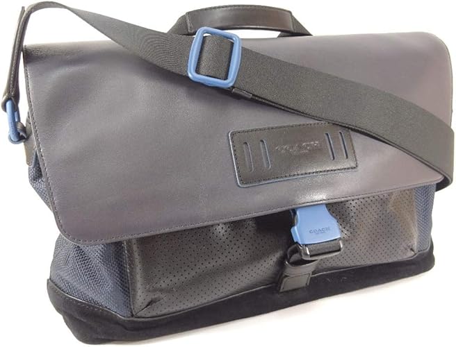 Amazon コーチ Coach エクセルワールド メッセンジャー 斜め掛け F360 ショルダーバッグ ブラック ブルー メンズ レザー イカットナイロンキャンバス スエード 中古 ショルダーバッグ